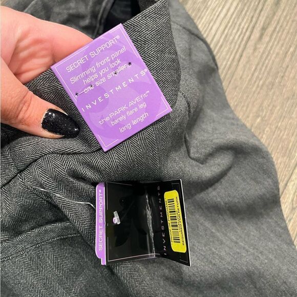 NWT Investments Barely Flare Leg Pants The PARK AVE Fit Stretch Gray 14 Long - Picture 9 of 12